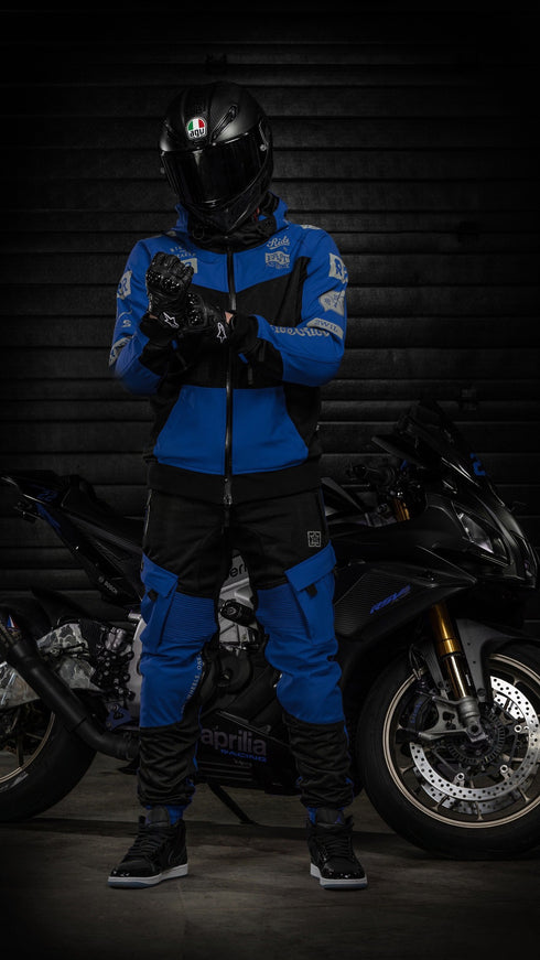 Ride Rich Regency V2 Flow Mesh Armoured GP Softshell Motorcycle Jacket - Blue